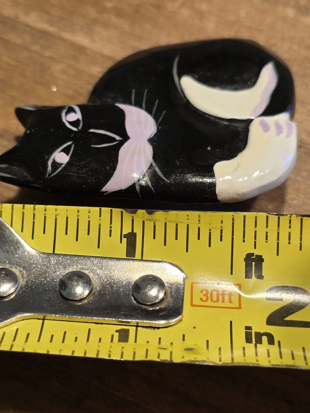 Folk Art Cat Pin Handpainted Wood